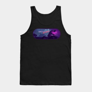 Death By Neon Album Mindwarp Banner Logo Design - Official Product - cinematic synthwave / horror / berlin school / retrowave / dreamwave t-shirt Tank Top